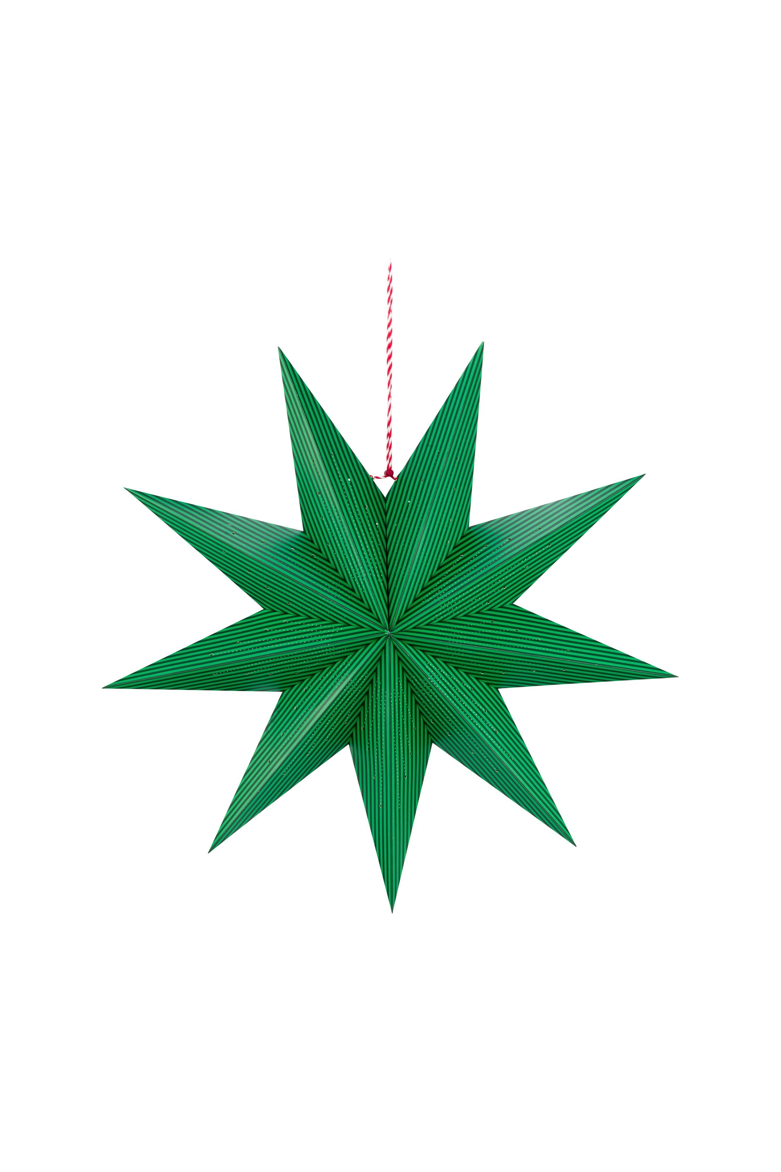 Звезда подвесная декоративная рождественская Star Paper Stripes Dark Green ракурс 2