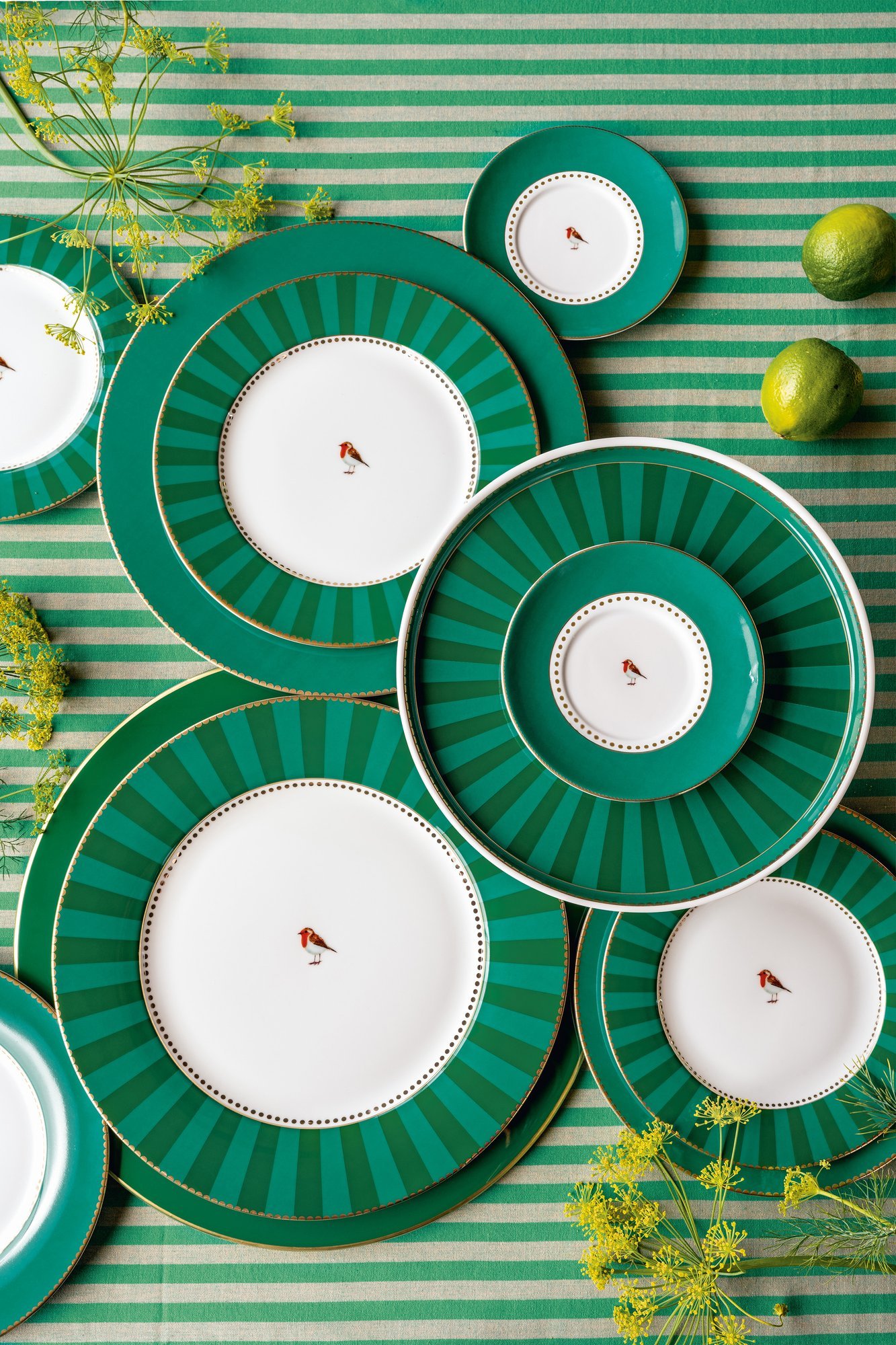 Набор кружек маленьких (2 шт.) Love Birds Medallion Stripes Emerald-Green ракурс 7