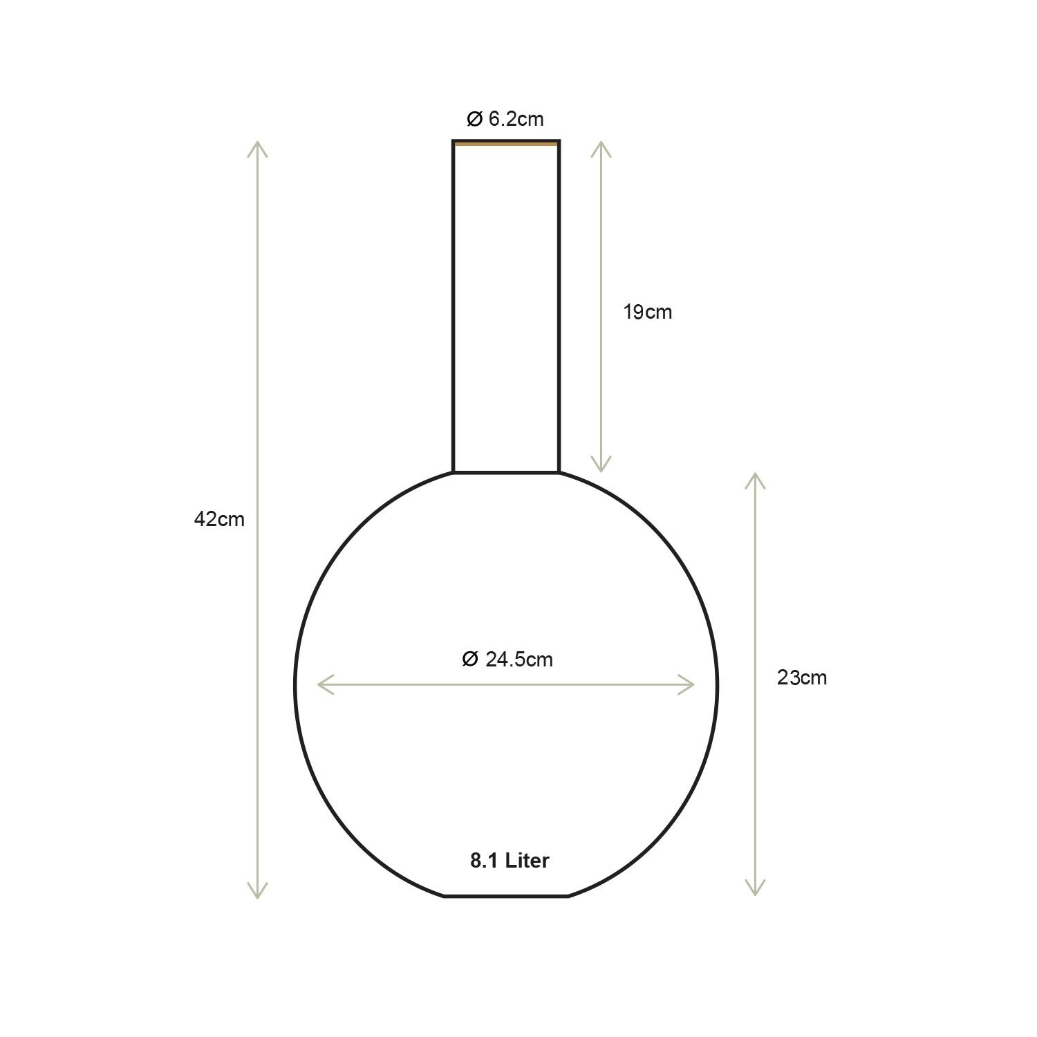 Ваза Metal Large Matt Light Blue, 24,5х42 см ракурс 4