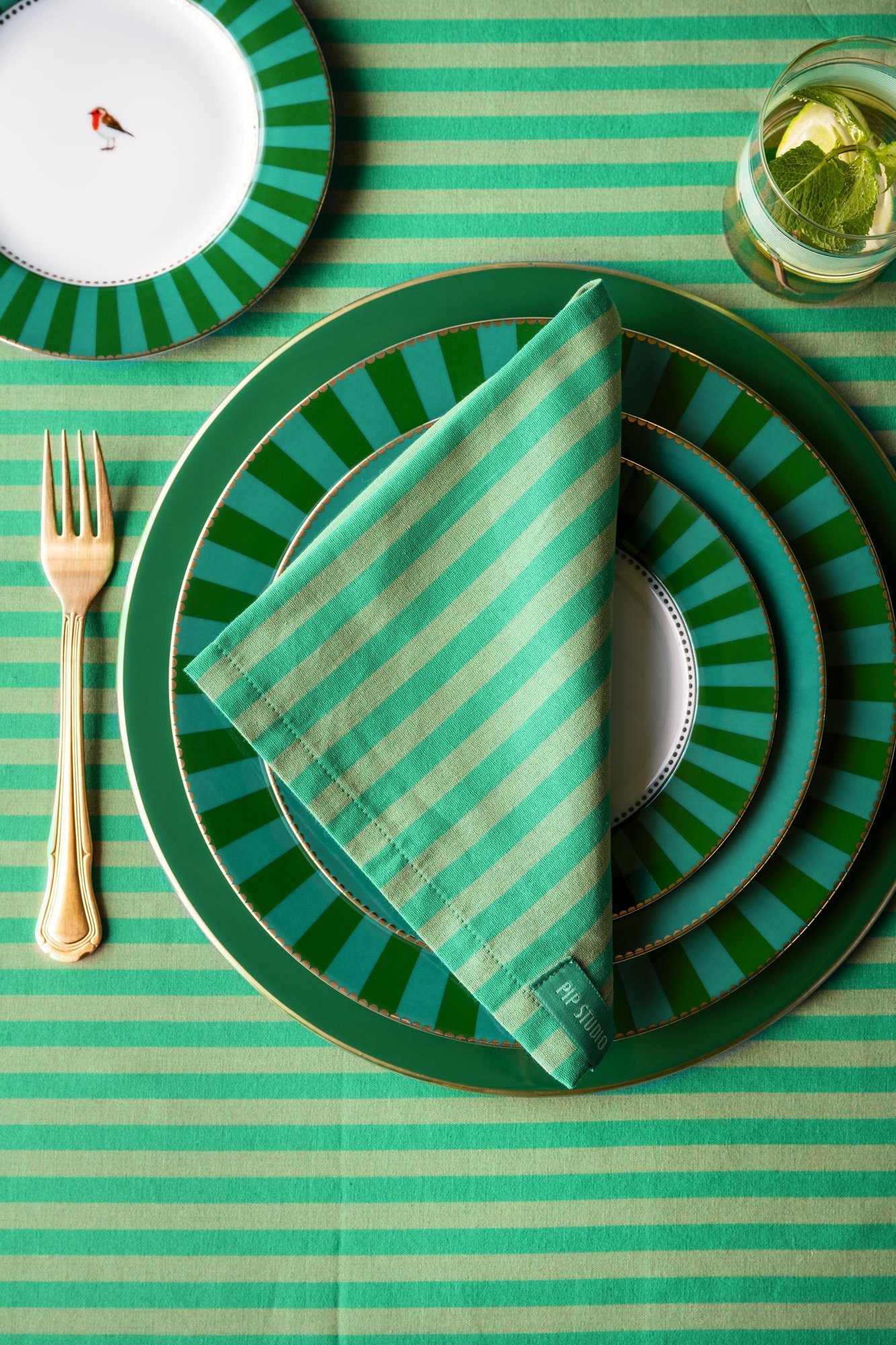 Набор (4 шт.) салфеток сервировочных Stripes Green, 40х40 см