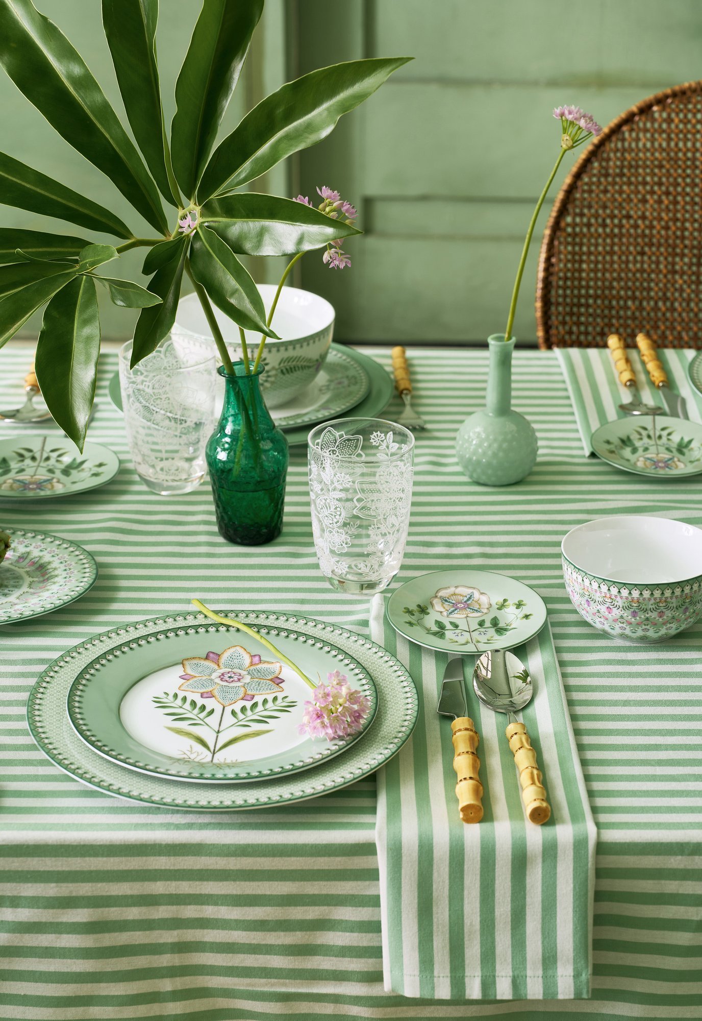 Набор (4 шт.) салфеток сервировочных Stripes Light Green, 40х40 см