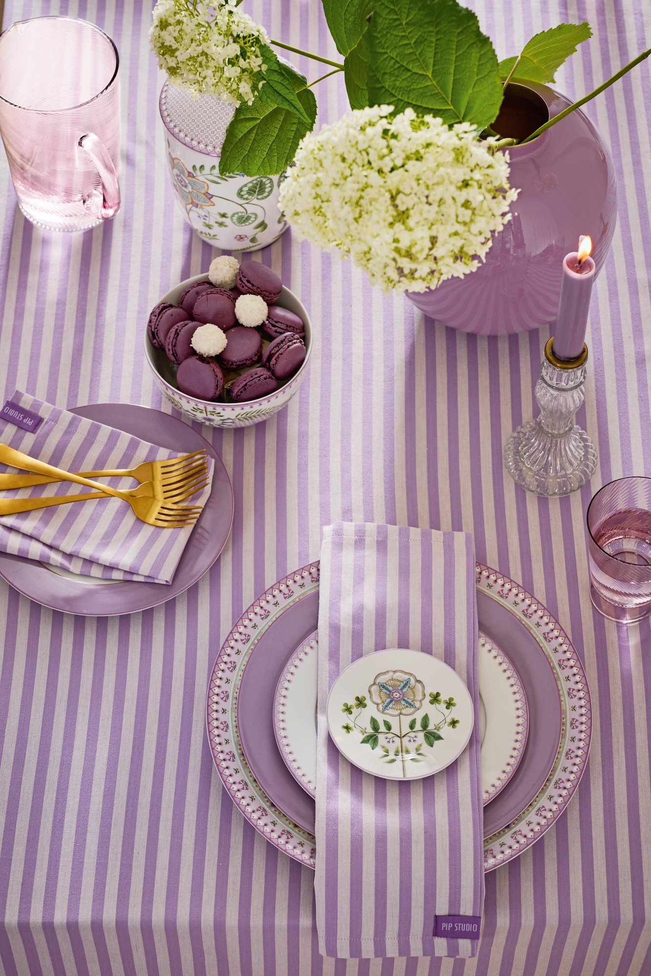 Набор (4 шт.) салфеток сервировочных Stripes Lilac, 40х40 см