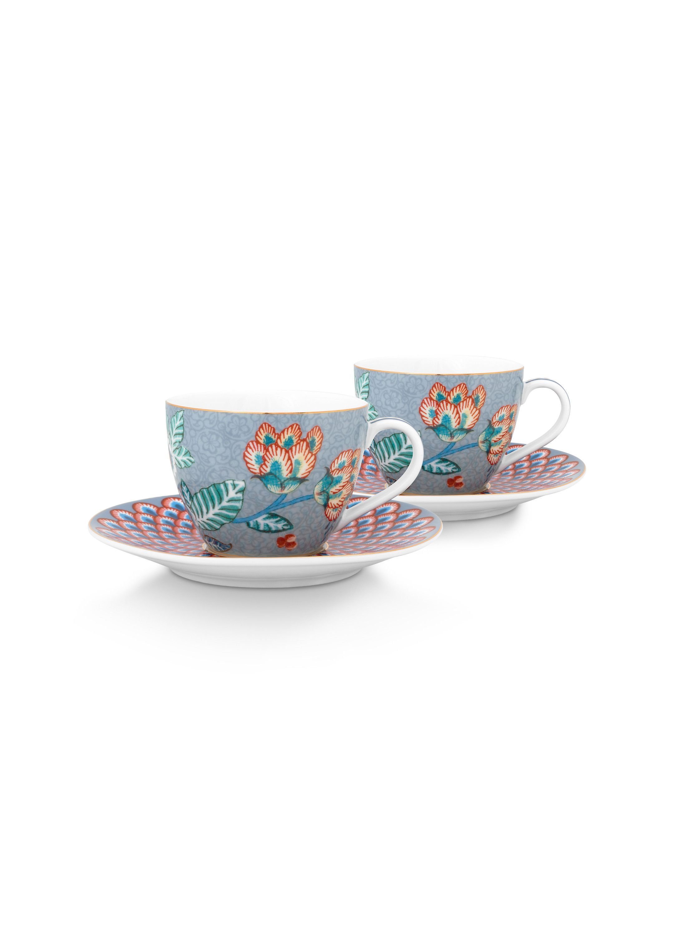Набор чашек для эспрессо с блюдцами (2 шт. по 120 мл) Flower Festival Light Blue ракурс 2