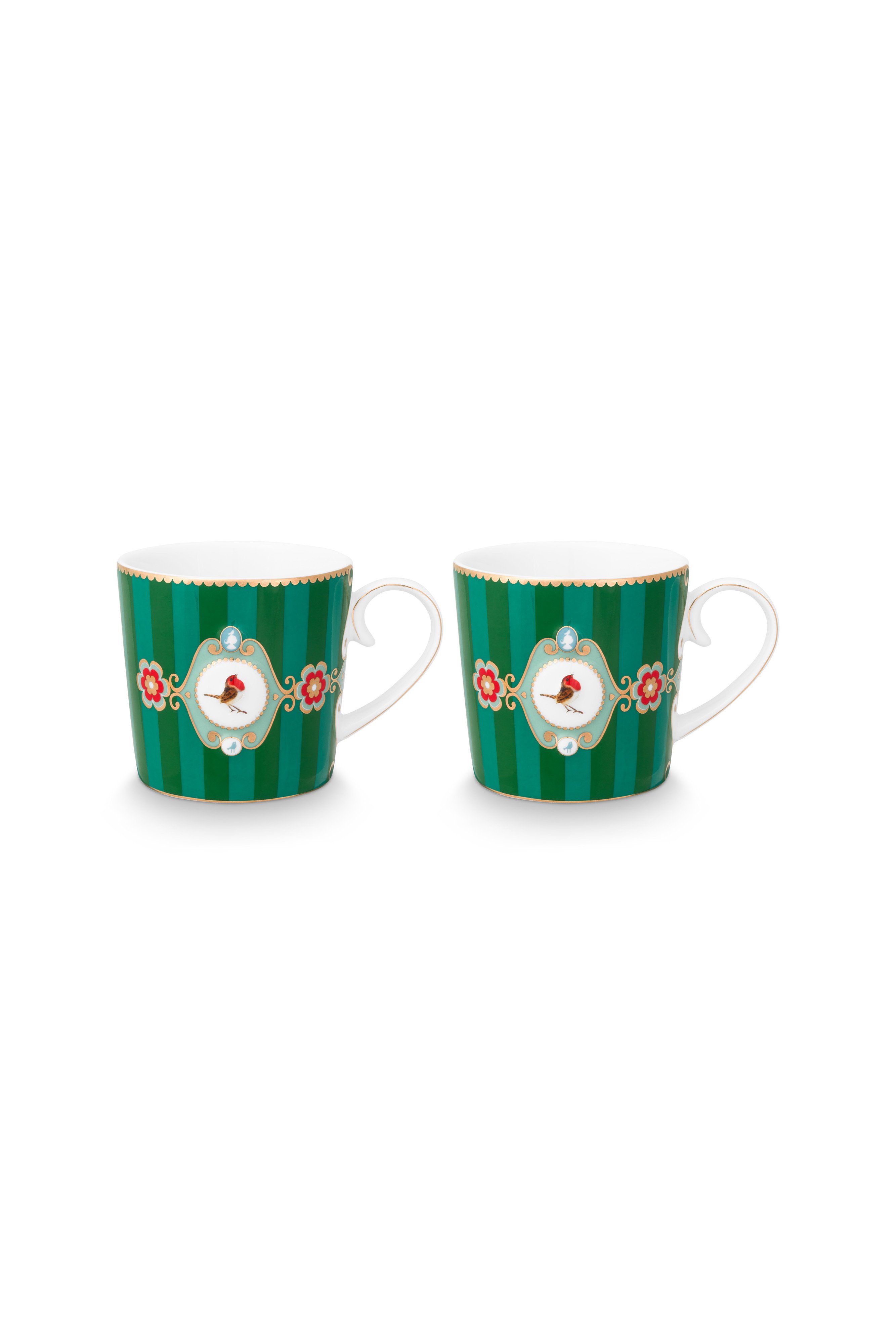 Набор кружек маленьких (2 шт.) Love Birds Medallion Stripes Emerald-Green ракурс 3