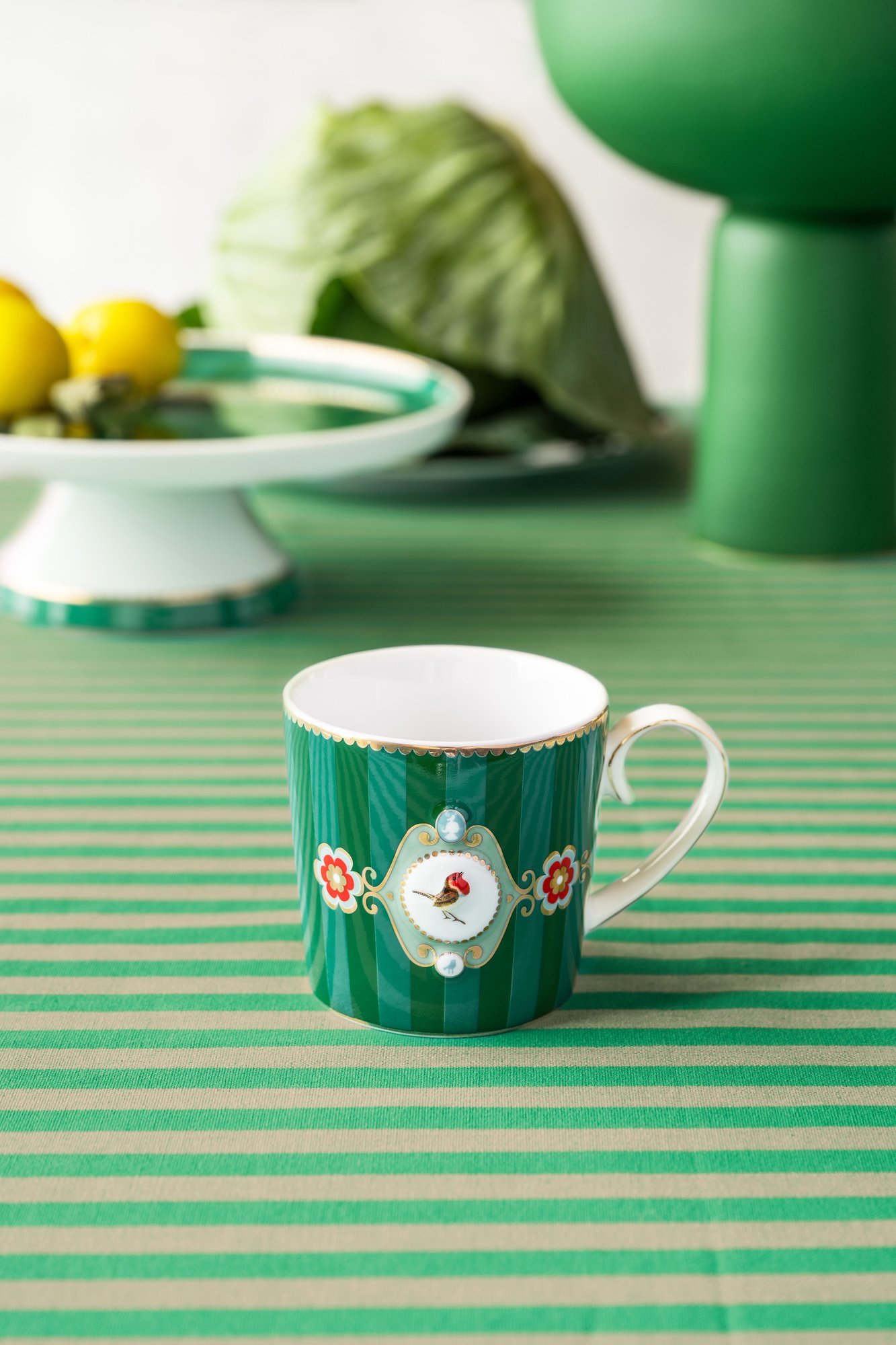 Набор кружек маленьких (2 шт.) Love Birds Medallion Stripes Emerald-Green, 190 мл