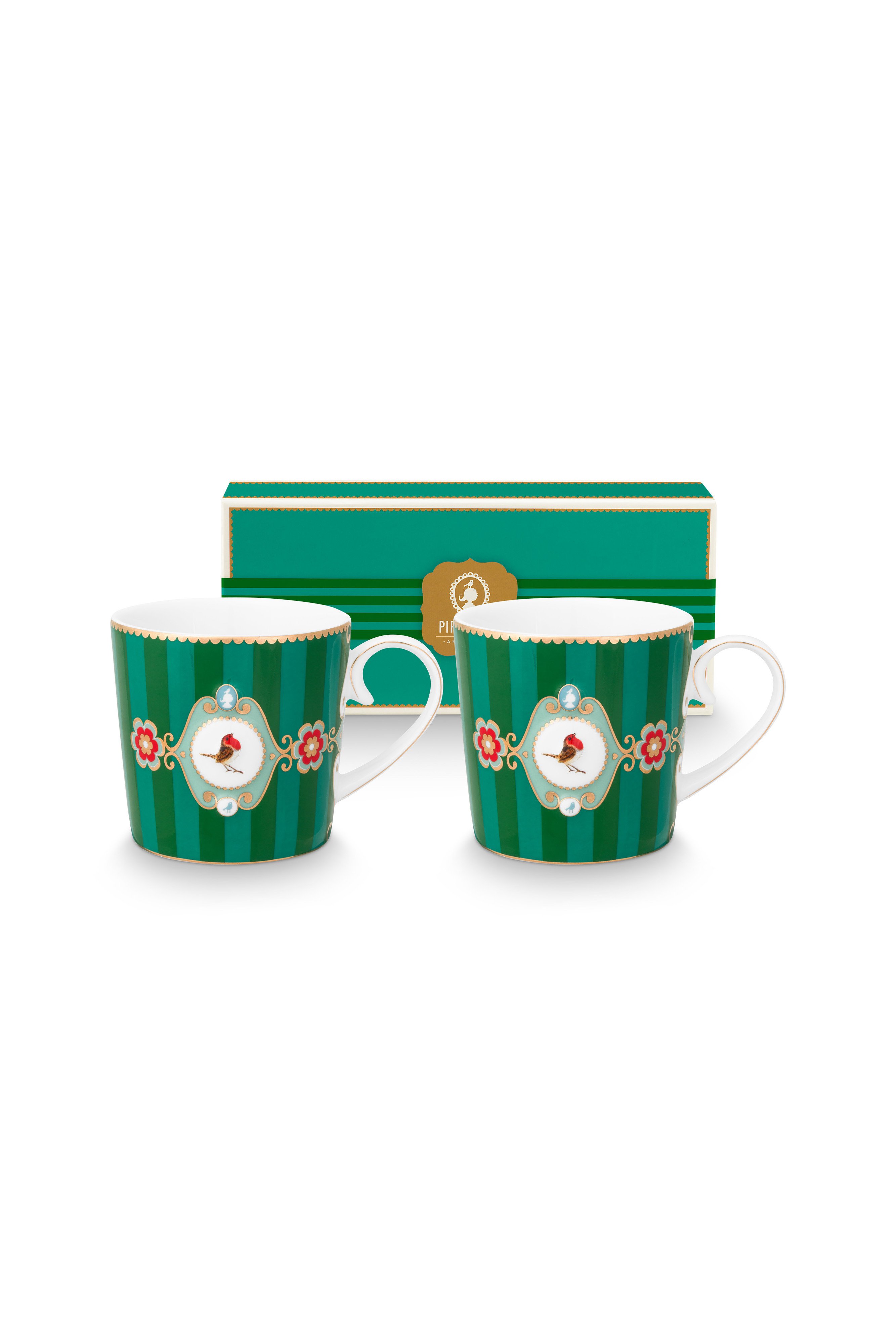 Набор кружек маленьких (2 шт.) Love Birds Medallion Stripes Emerald-Green ракурс 2