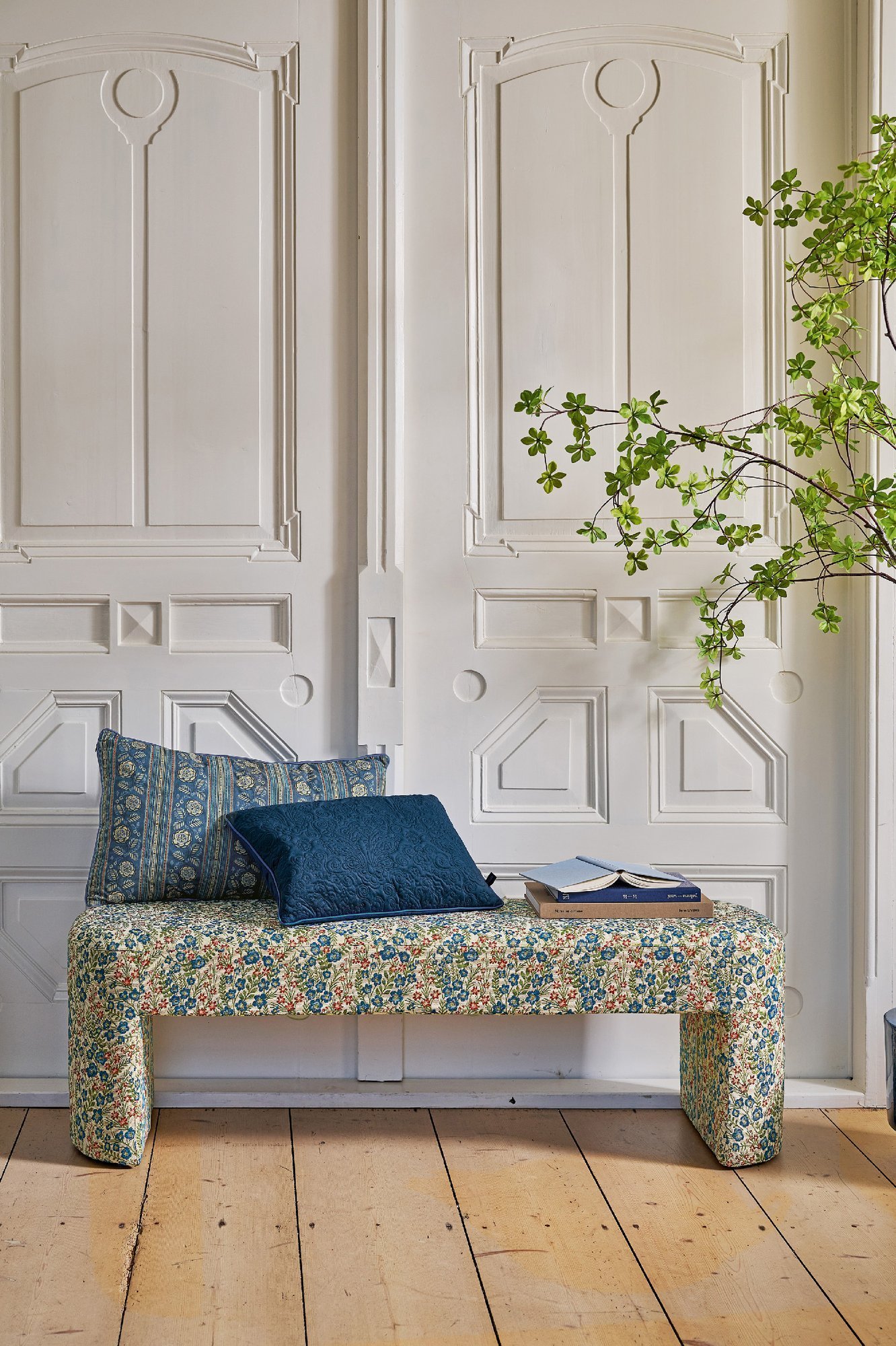Скамья Poppy Jacquard Blue, 140х45 см