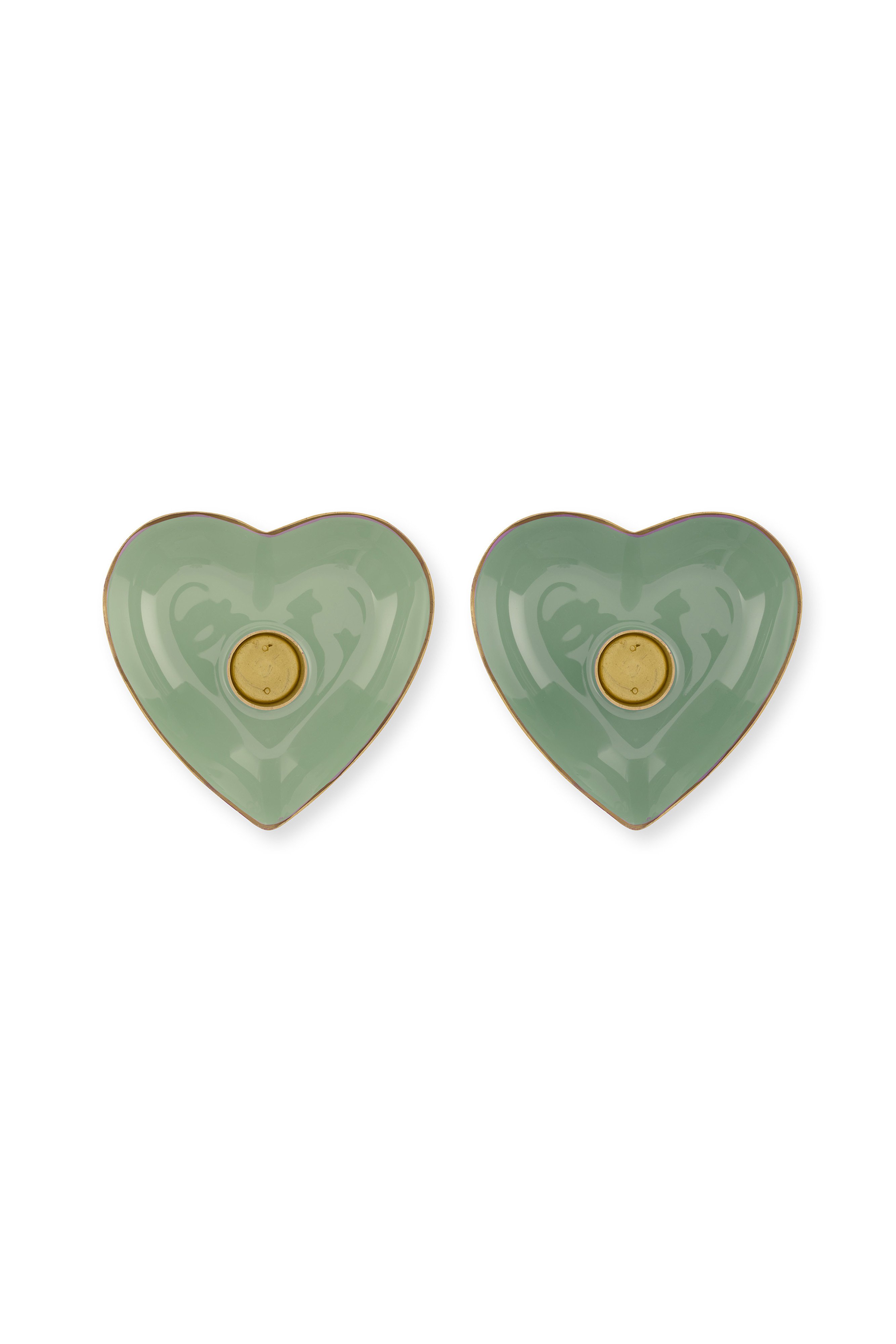 Набор подсвечников в форме сердца (2 шт.) Metal Heart Green, 10х3 см