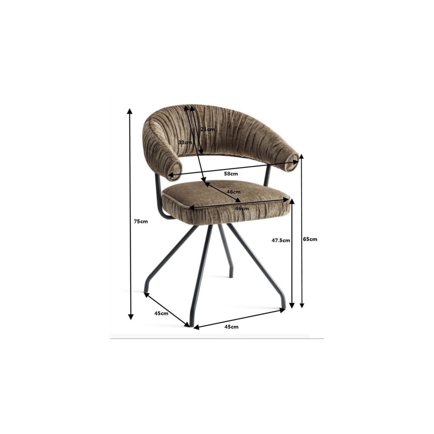 Стул вращающийся Arabella Grey ракурс 7