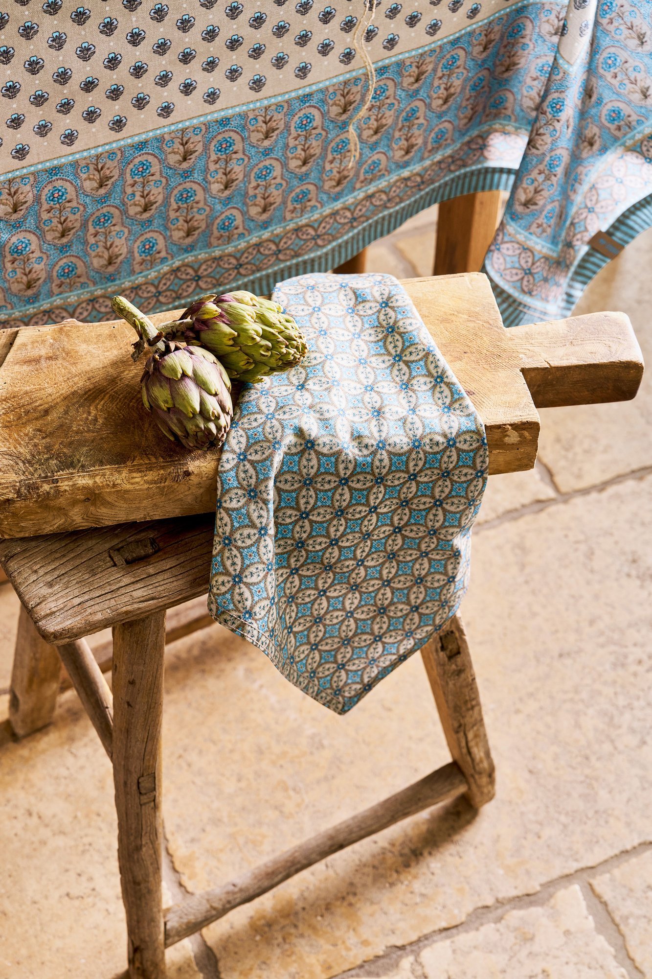 Набор полотенец кухонных (2 шт.) Blooming Tales Bustani-Pashmina Khaki-Blue, 50х70 см