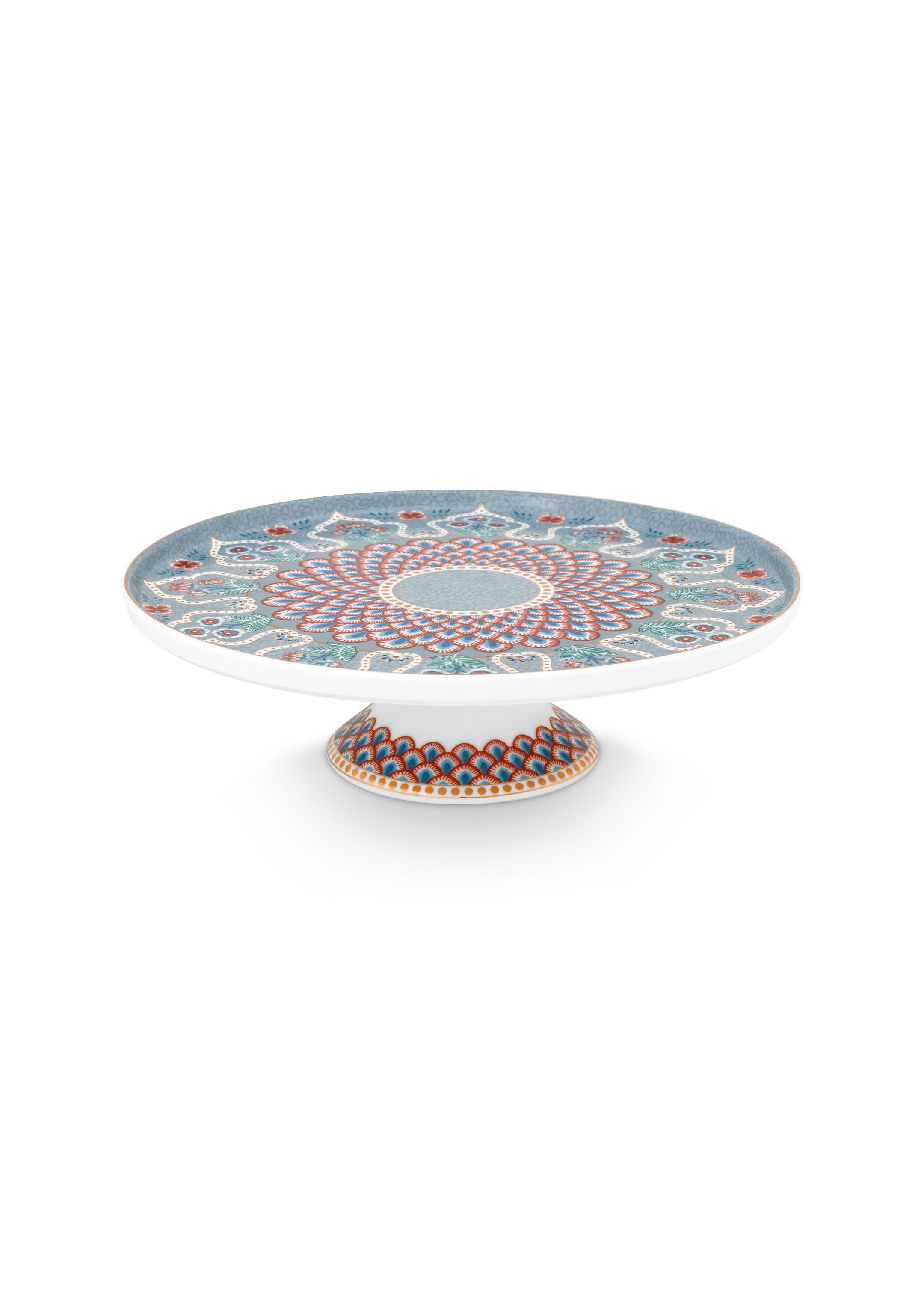 Блюдо для торта на ножке Flower Festival Scallop Deco Light Blue ракурс 2