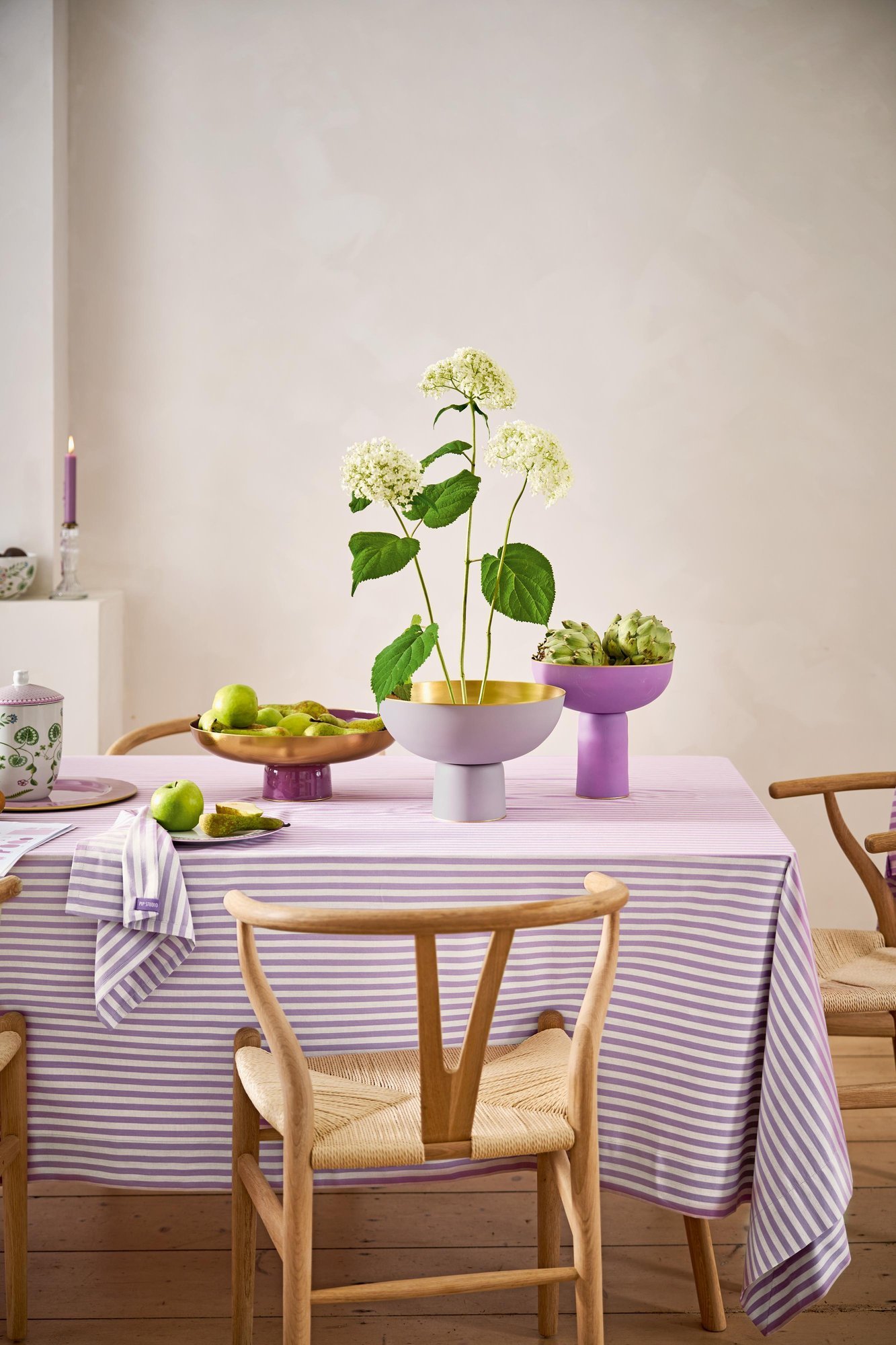 Скатерть Stripes Lilac, 160х250 см