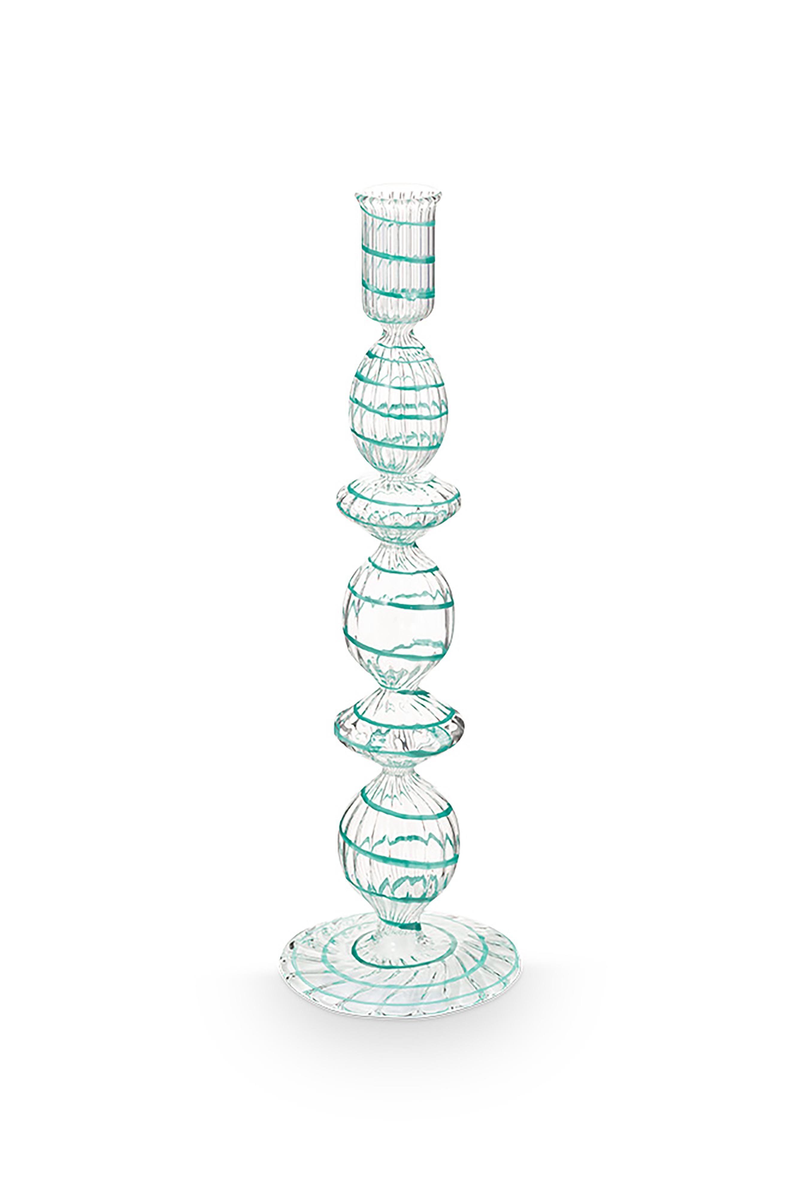 Подсвечник большой Glass Swirl Light Blue ракурс 3