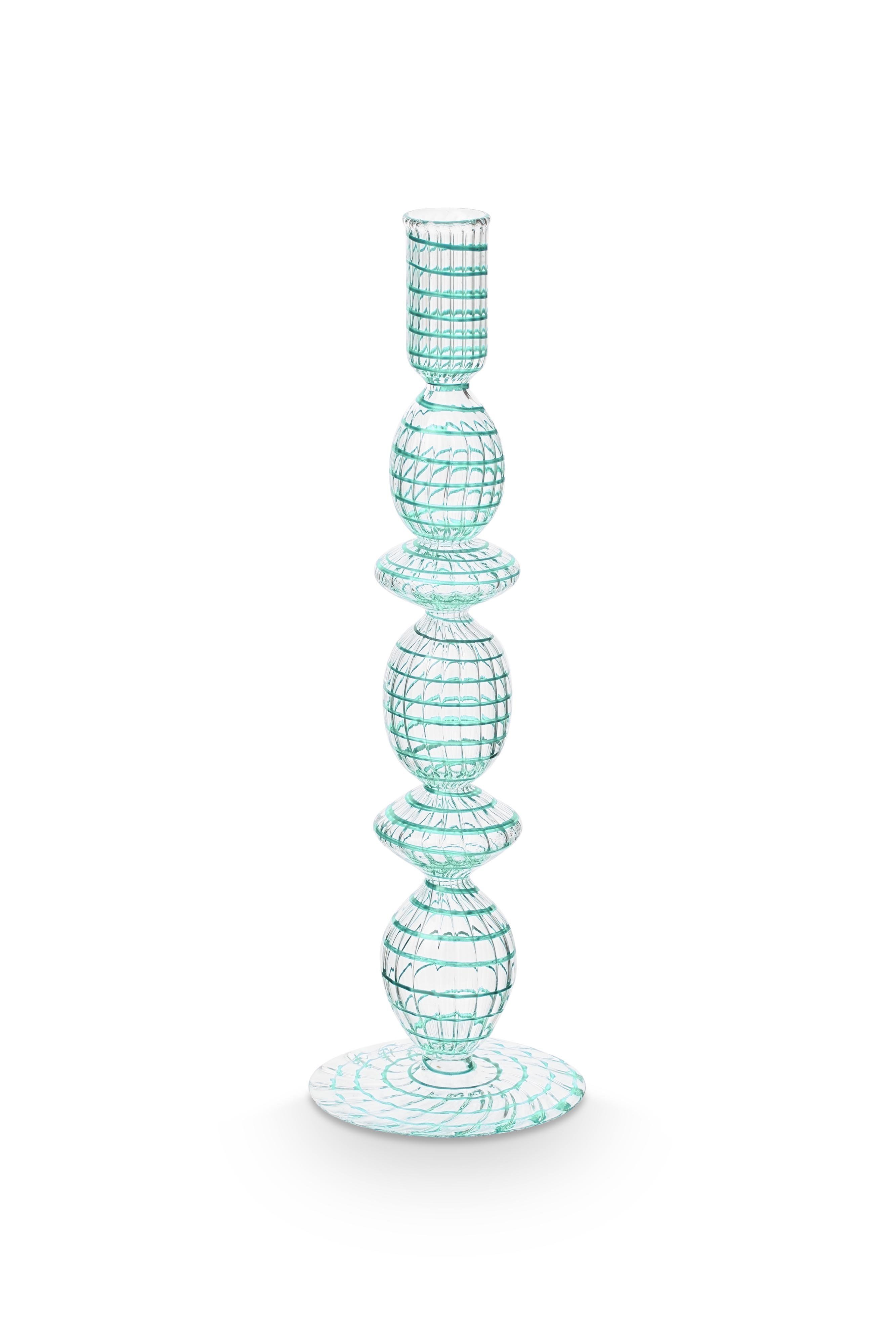 Подсвечник большой Glass Swirl Light Blue ракурс 4