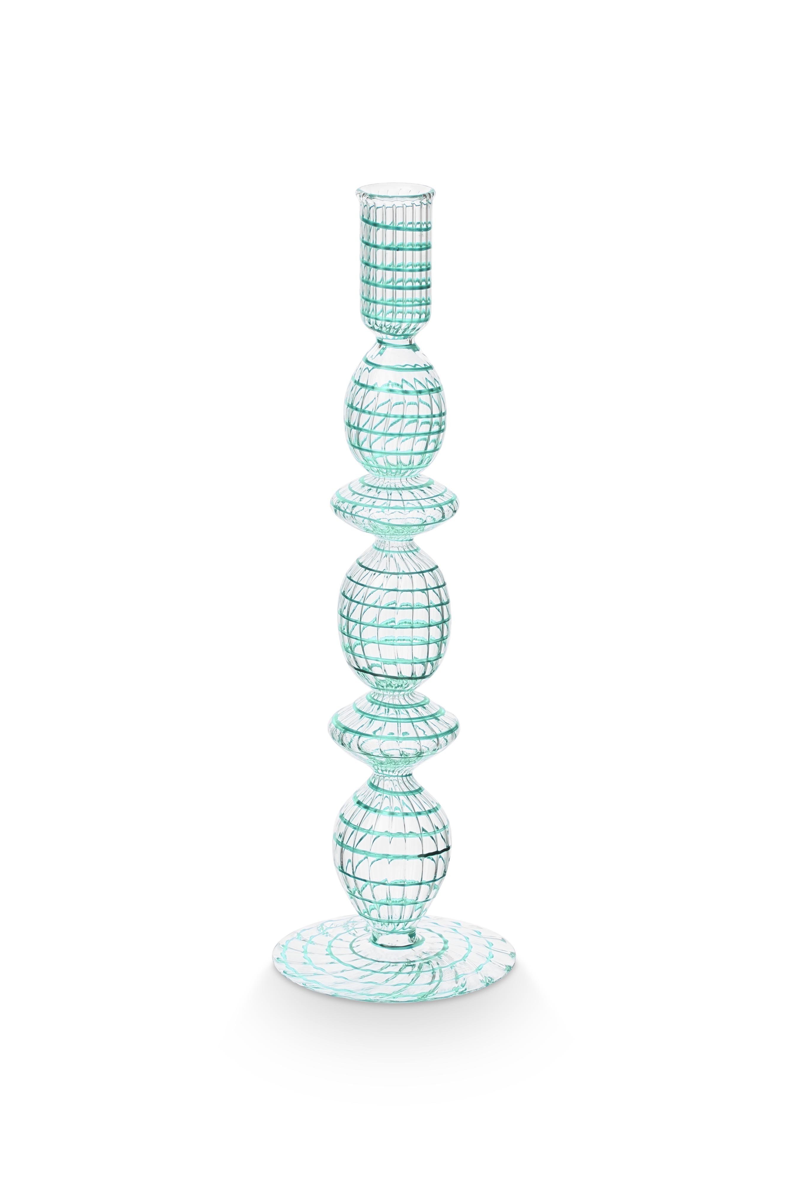 Подсвечник большой Glass Swirl Light Blue ракурс 2