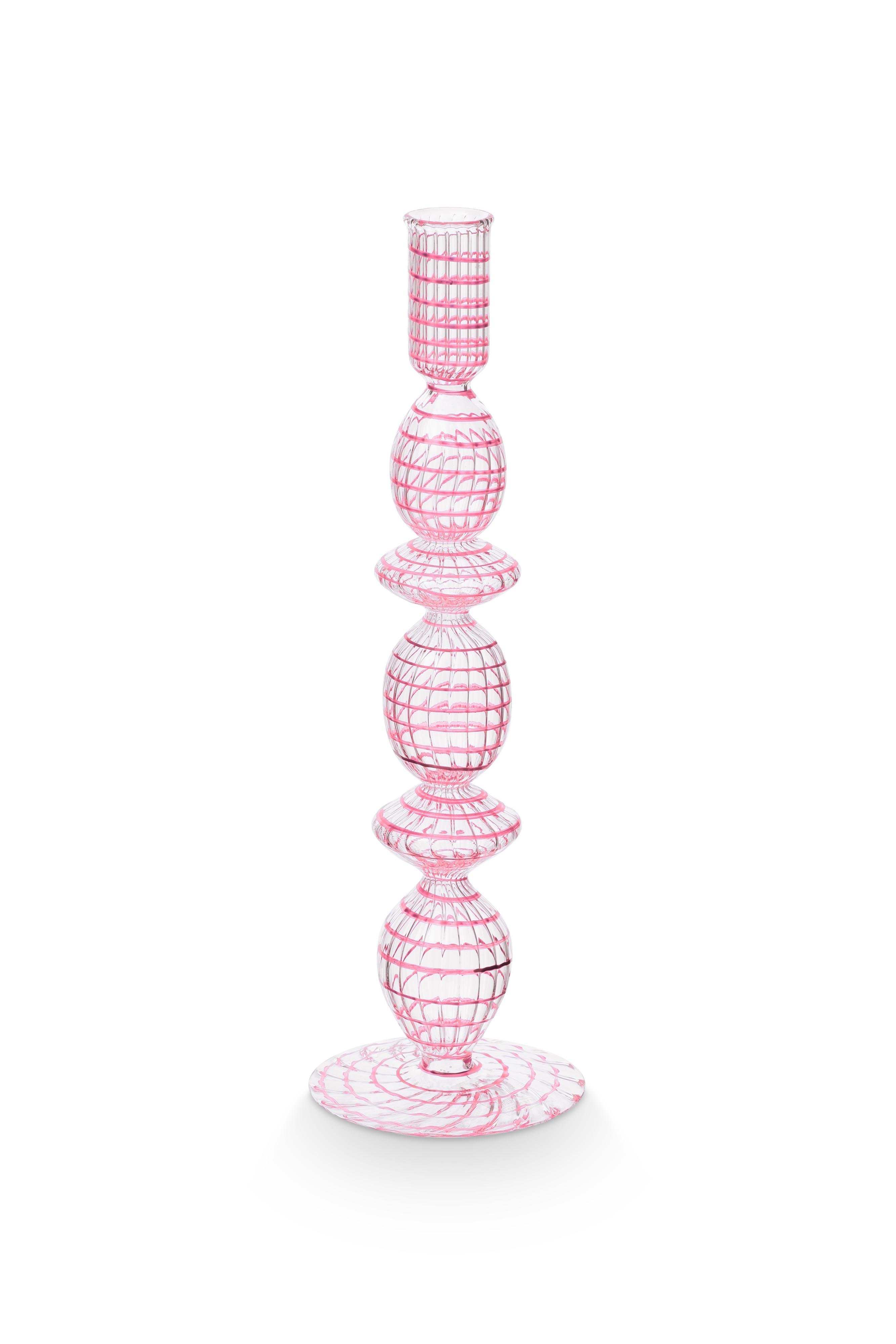 Подсвечник большой Glass Swirl Light Pink ракурс 2