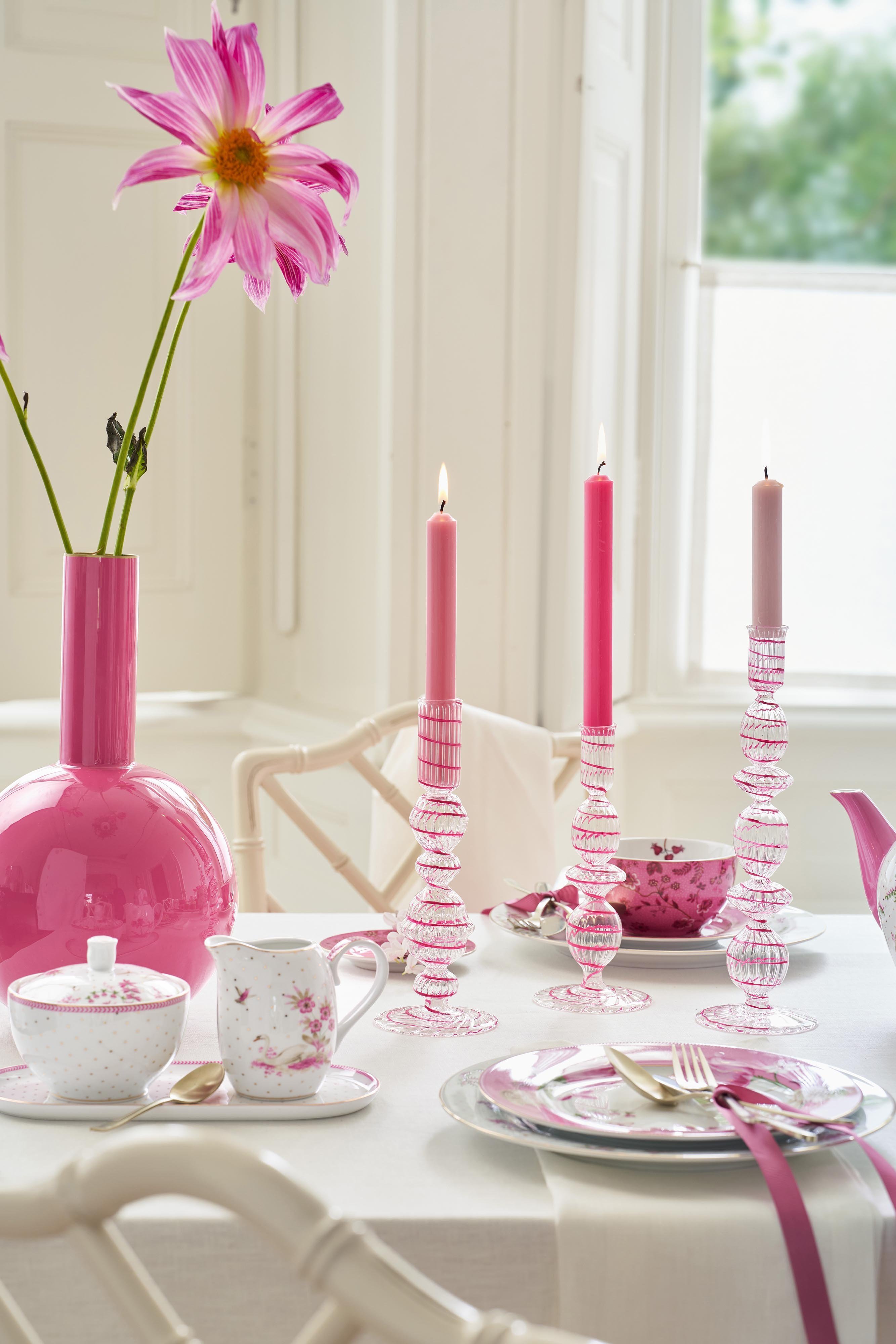 Подсвечник средний Glass Swirl Light Pink ракурс 6