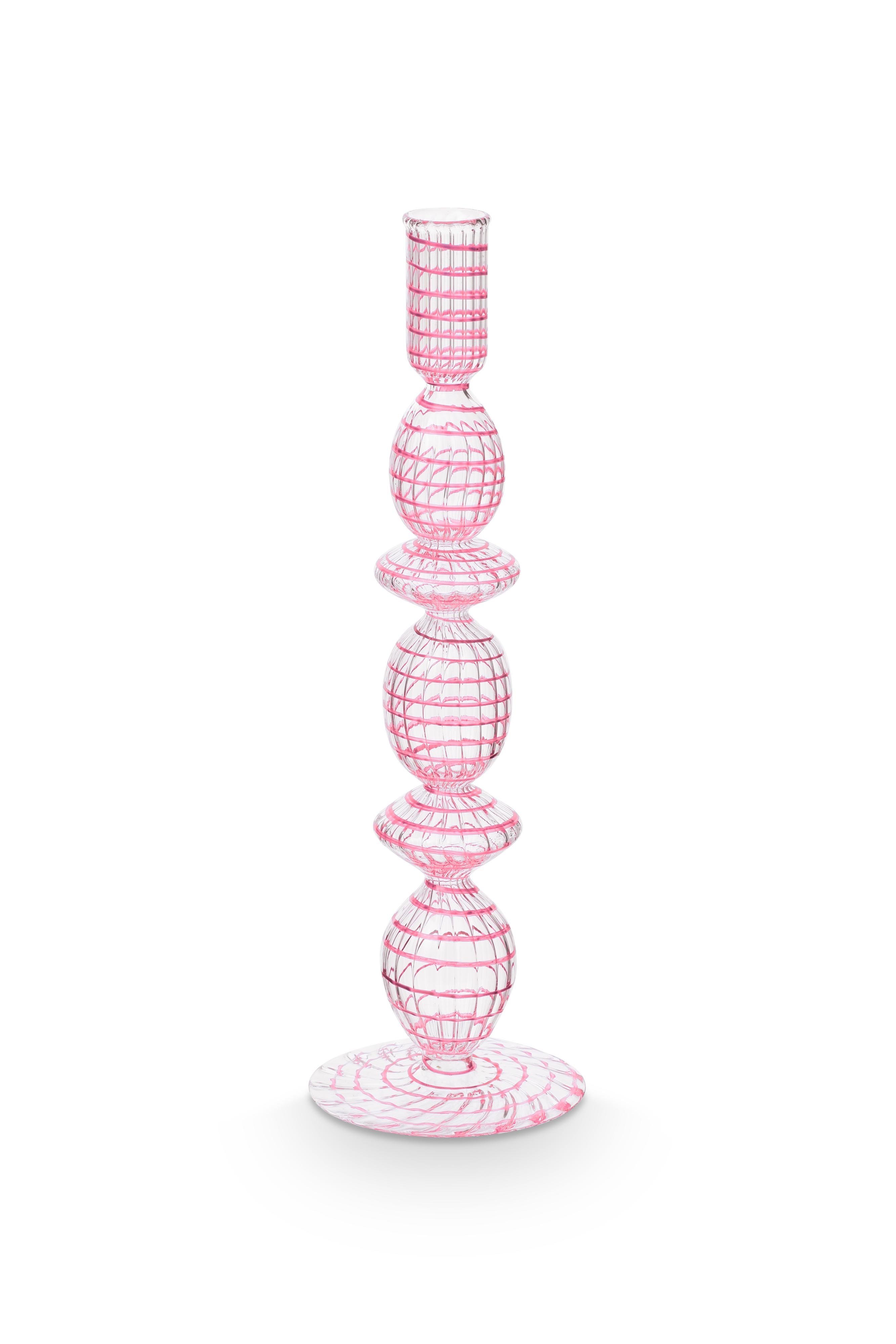 Подсвечник большой Glass Swirl Light Pink ракурс 4