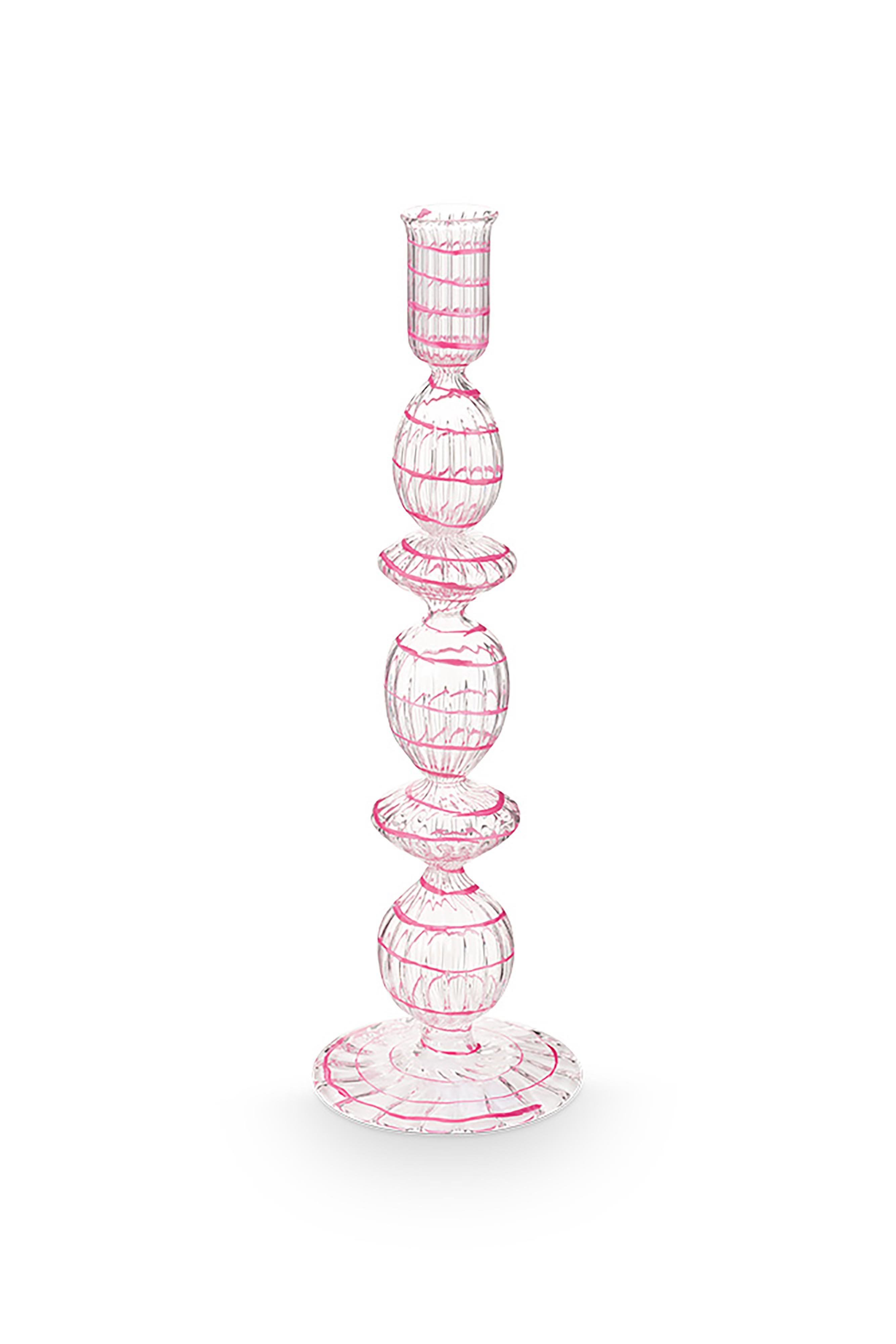 Подсвечник большой Glass Swirl Light Pink ракурс 3
